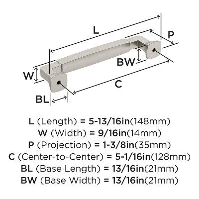 Satin Nickel 5-1/16 Inch Cabinet Drawer Pull