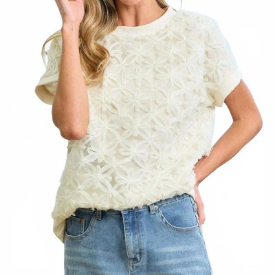 Women's 3d Floral Short Sleeve Top - First Love