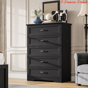 Bedroom Farmhouse 5/6 Drawers Dresser for Bedroom, 44''/ 47.2'' Tall Chest of Drawer, Wooden Vertical Dresser with Metal Handles and Stable Base - 1 of 4