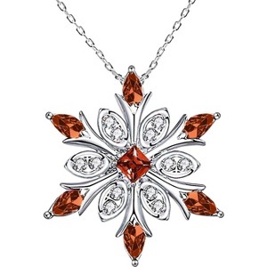 925 Sterling Silver Snowflake Pendant Necklace with Blue Crystals, Collarbone Chain - 1 of 4