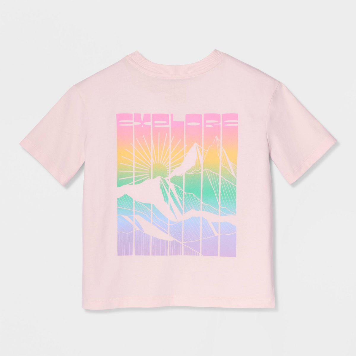 Girls' Short Sleeve Relaxed Fit 'Explore' Graphic T-Shirt - Cat & Jack™ Soft Pink - thumbnail 3