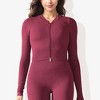 Anna-Kaci Active Women's Rib Knit Long Sleeve High Neck Cropped Sports Jacket - 2 of 4