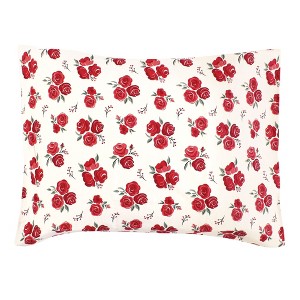 Hudson Baby Infant Girl Cotton Toddler Pillow Case, Red Rose, One Size - 1 of 2
