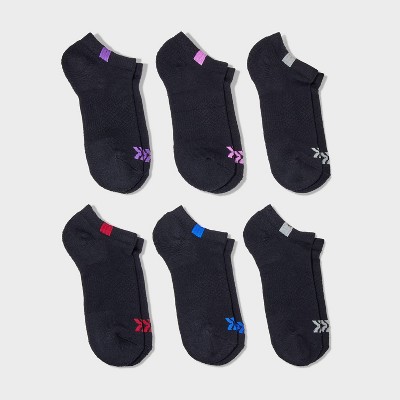 Women's 6pk Structure No Show Socks - All In Motion™ Black 4-10