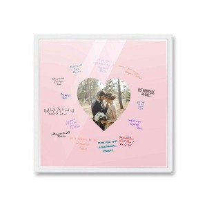 PosterPalooza | Autograph White Wood Frame with Heart Pink Mat, Full-Color Pen Set - 3 Sizes for Events - 1 of 4