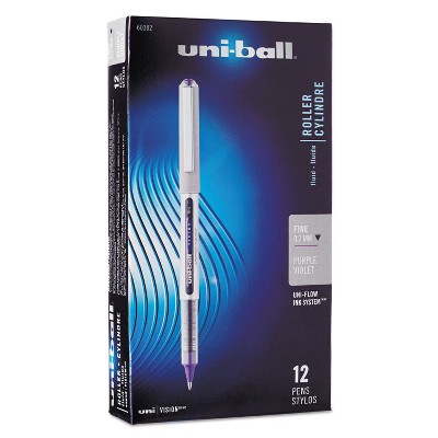 uni-ball Vision Roller Ball Stick Waterproof Pen Majestic Purple Ink Fine Dozen 60382