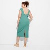 Women's Cap Sleeve Ribbed Midi T-Shirt Dress - Wild Fable™ - 3 of 3
