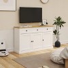 DOMETOUR Farmhouse Wine Cabinet with Drawers & Doors, Adjustable Shelves for Dining Room/Living Room/Kitchen - White - 3 of 4