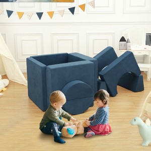 8-Piece Kids Modular Play Couch, Convertible Toddler Sofa Set with Removable Covers for Playroom or Nursery - 1 of 4