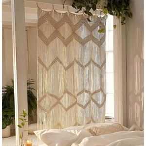 Aoibox Macrame Curtain Window Room Divider Doorway Hanging Boho Decor 42" W x 75" H Cotton Handmade - 1 of 4