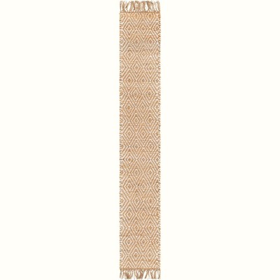 Handwoven Natural Jute and Cotton Geometric Table Runner