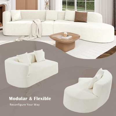 Marketing graphic showing modular and flexible sofa configurations