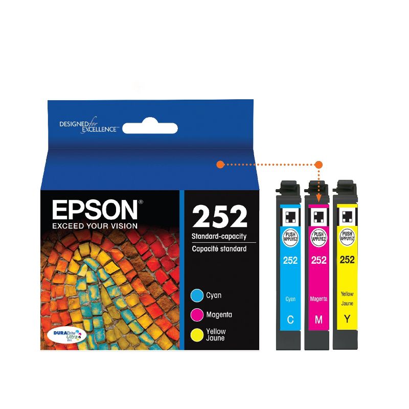 Epson 252 Single, 2pk, 3pk & 4pk Ink Cartridges - Black, Multicolor, 3 of 10