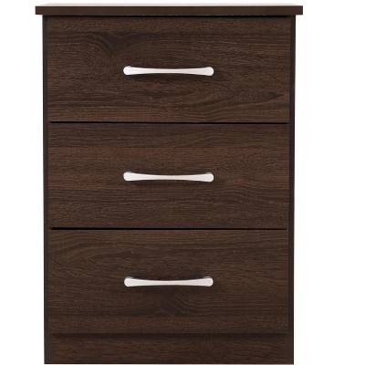 NicBex Wood Nightstand with 3 Drawers,End Tables with Metal Handle for Bedroom,Living Room