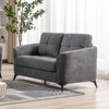 TiramisuBest 45" Dark Gray Loveseat with Solid Wood Frame, Espresso Arms, Full Foam Cushion for Living Room and Bedroom - 2 of 4