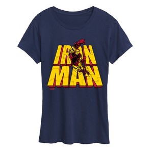 Women's - Marvel - Iron Man Stacked Name Oversized Short Sleeve Graphic T-Shirt - 1 of 4