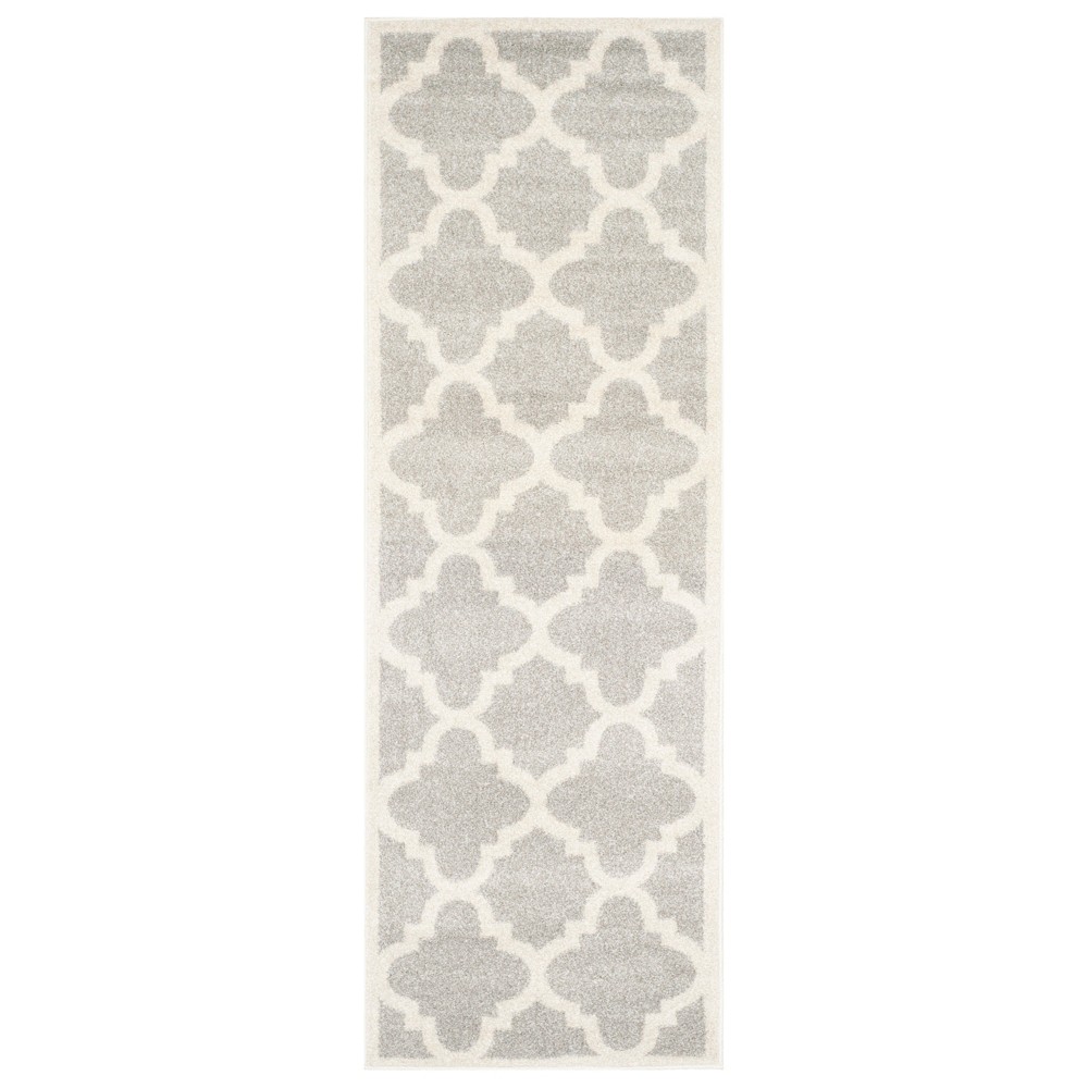 2'3inX9' Amherst Geometric Outdoor Runner Rug Light Gray/Beige - Safavieh