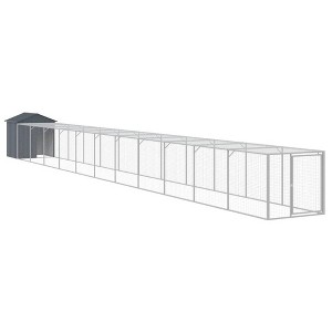 vidaXL Galvanized Steel Chicken Cage with Extended Run - Anthracite, Sturdy Design with Mesh Panel and Weather-Resistant Roof - 46.1"x480.7"x48.4" - 1 of 4