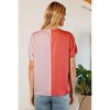 Women's V- Neck Color Block Satin Blouse - Oddi - 2 of 2