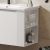 ORRD 36" Wall-Mounted Bathroom Vanity with Ceramic Sink, Soft-Closing Doors, 45° Free-Handle Design & Open Side Shelves, White - 4 of 4