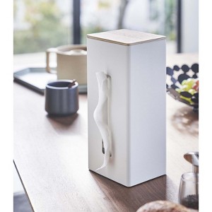 Yamazaki Home - Two-Sided Tissue Case - Steel + Wood - 1 of 4