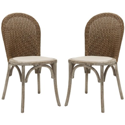 Kioni Rattan Side Chair (Set of 2) - MCR4599 - Taupe/Pickled Oak - Safavieh Couture