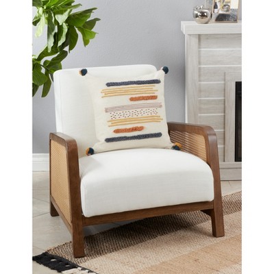 Square Cotton Fringe Lace Appliqué Throw Pillow