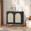 Two-Door Rattan Accent Cabinet ，Buffet Cabinet with Storage, for Living Room, Hallway, Kitchen， - 3 of 4