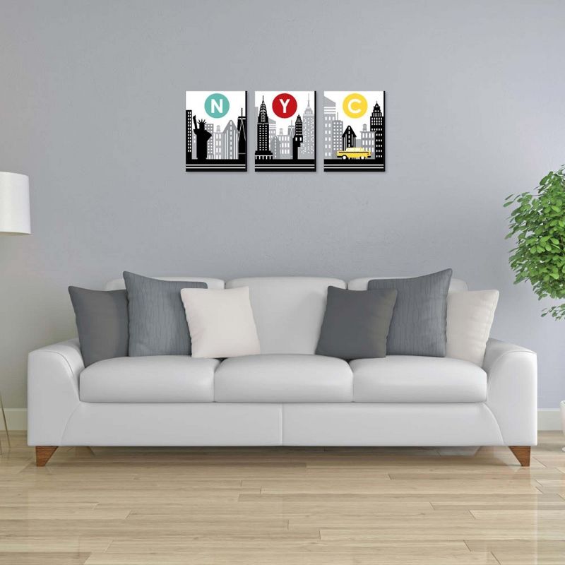 Big Dot of Happiness NYC Cityscape - New York Wall Art and City Skyline Room Decor - 7.5 x 10 inches - Set of 3 Prints, 2 of 8