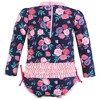 Hudson Baby Girls Rashguard Toddler Swimsuit, Navy Bright Pink Floral - 2 of 2