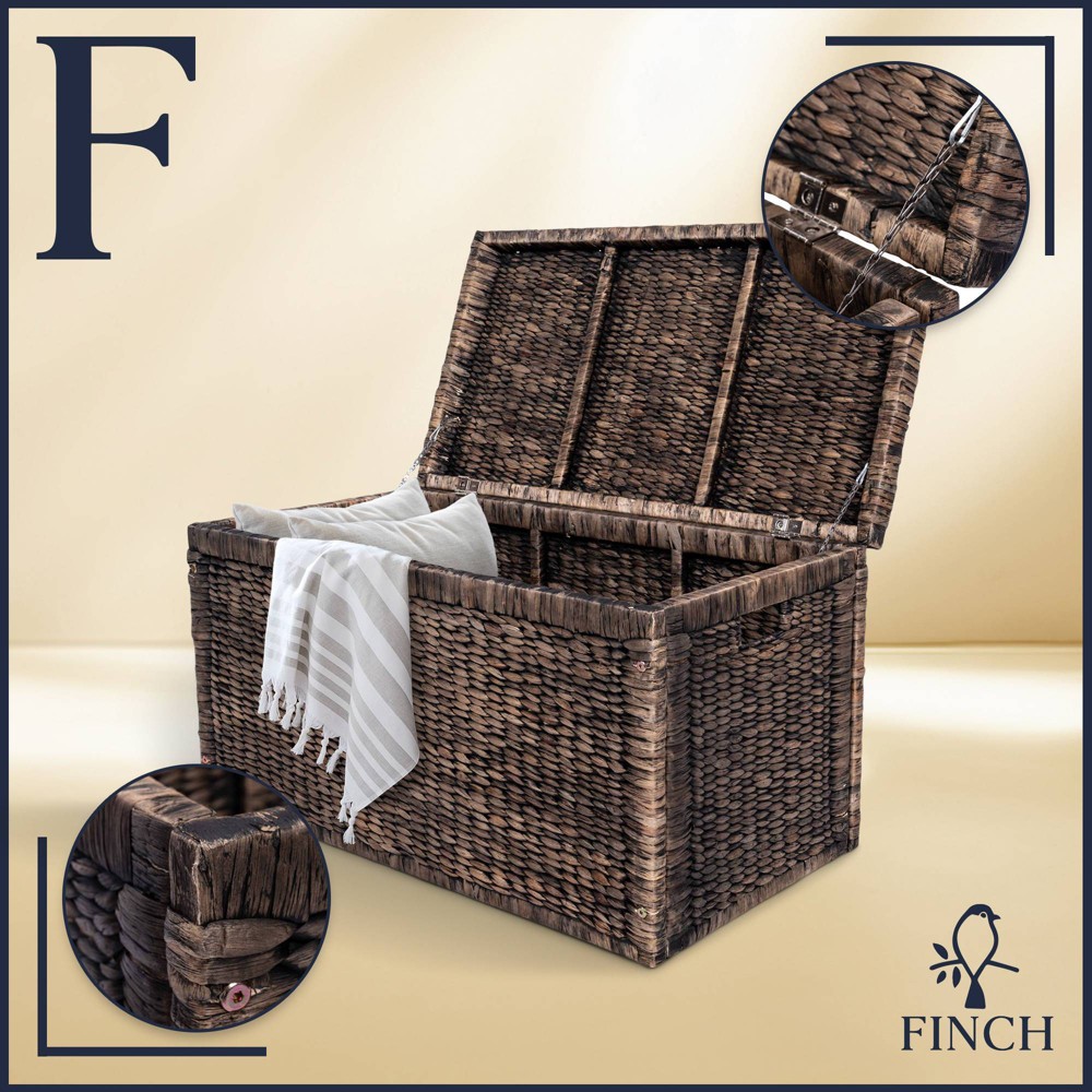 Finch 33" Rattan Wicker Trunk: Vintage Boho Storage Chest, No Assembly Required, 1 Year Warranty