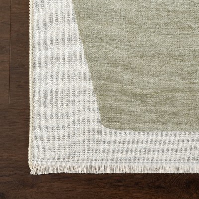 Sevyn Green and White Abstract Reversible 4' x 6' Area Rug