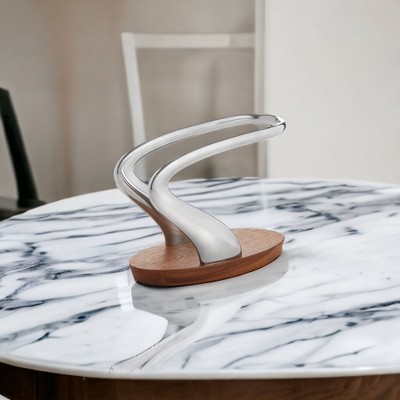 Modern Acacia Wood and Alloy Napkin Holder