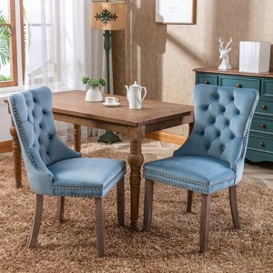 CENGHU Modern Velvet Upholstered Dining Chairs Set of 2, Kitchen Side Chairs with Wood Legs and Nailhead Trim, for Dining Room, Living Room - 1 of 4