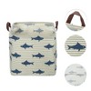 Unique Bargains Foldable Square Laundry Basket 1831 Cubic-in Blue 1 Pc Shark - 4 of 4