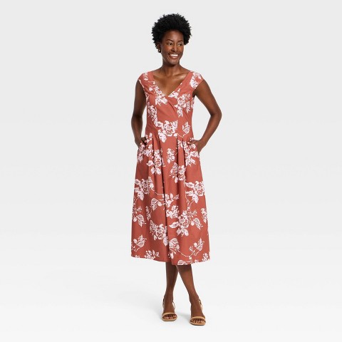 Женские платья A New Day Women's Short Sleeve Corset Midi Dress - A New Day™ Pink Floral M