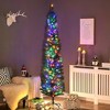 NAYSAYE 7ft Pre-Lit Artificial Christmas Tree Pencil Xmas Tree with 499 PVC Branch Tips for Indoor Holiday Home Office, Green, 20.5"*20.5"*84" - 2 of 4