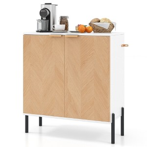 Tangkula 2-Door Buffet Cabinet Sideboard Cabinet w/ Shelf Metal Legs&Anti-Tipping Kits - 1 of 4