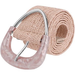 INSPIRE CHIC Women Woven Wide Stretch Straw Rattan Triangle Buckle Elastic Belts Waistband 1Pc - 1 of 4