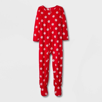 Carter's Just One You® Girls' Fleece Snowflake Footed Pajama - White/Red