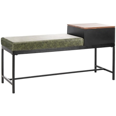 Transitional Maruka 47'' Black and Green Bench with Storage