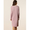 cheibear Women's Button Down V Neck Long Sleeve Pajama Nightshirt Dress - 3 of 4