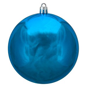 Northlight 4" Shatterproof Shiny Christmas Ball Tree Ornament - Blue - 1 of 2