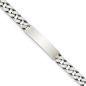 Black Bow Jewelry Men's 8mm Antiqued Sterling Silver Engravable Curb Link I.D. Bracelet - 1 of 4