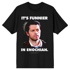 Supernatural It's Funnier In Enochian Men's Black T-shirt - 1 of 1