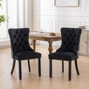 NicBex Velvet Dining Chairs Set of 2,Upholstered Armless Kitchen Chairs with Wood Legs Nailhead Trim for Dining Room,Living Room,Kitchen - 1 of 4