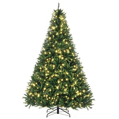 HOMCOM Pre-Lit Full Douglas Fir Artificial Christmas Tree with Realistic Branches, 700 Warm White LED Lights and 2154 Tips