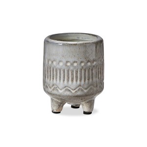 tagltd Olema Carved Grey Glazed Terracotta Planter Small, 2.95L x 2.95W x 3.35H inches, its a 3" drop in plant. Decorative Use Only - 1 of 2