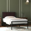 Metal Bed Frame with Upholstered Square Stitched Headboard, Faux Leather Platform Bed Frame, Steel Slats Support, Box Spring Optional - 2 of 4