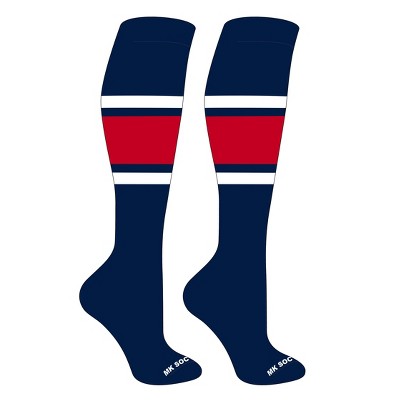 MK Socks Striped OTC Baseball, Softball, Football Socks (B) Navy, White, Red
